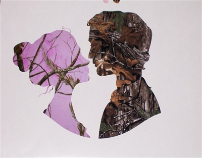 Pink Camo Woman & Camo Man Window Decal