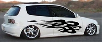 White Civic w/ Black Flames #9 Decal