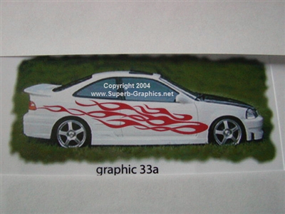 White Car w/ Flames 33a Decal