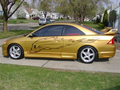 Orange Car w/ Black Flame Skull Graphics Set