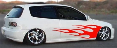 White Civic w/ Red Flame # 7 Decal