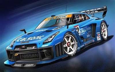 Nissan GT-R Blue Race car Wall/Trailer Decal