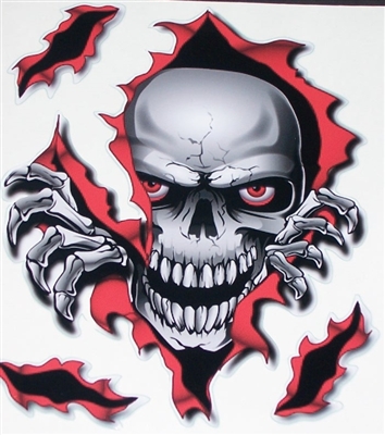 Rip Threw Skull Red/Black 8" x 9" Decal