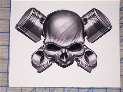 Skull Iron PISTON Cross Sticker Decal