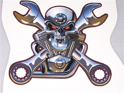Skulls Wrench Cross Engine Decal