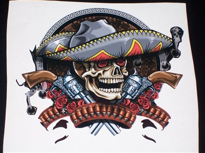 Tribal sombrero Skull Rebel 8" x 9" Decal