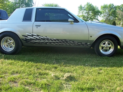 Silver car w/ Racing Checkered Flag Decal