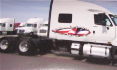 White Semi w/ Extra Large Ripped Metal Side Decal