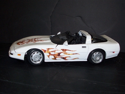 White car w/ Tribal Flame Real Fire Side Decal