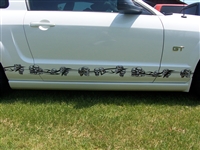 White Mustang w/ Tribal Skull Rocker Stripes Side decal