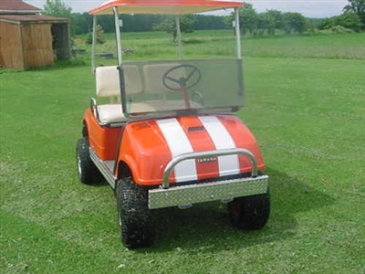 Orange Golf Cart w/ White 6" Golf Cart Rally Stripes