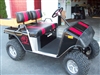 Black Golf Cart w/ Red 7" Outlined Golf Cart Rally Stripes