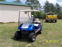 Blue Golf Cart w/ Silver 8" OUTLINED Golf Cart Rally Stripes