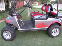 Dark Gray Golf Cart w/ Red Flame Graphic #1