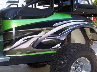 Green EZGO w/ FULL COLOR RUBICON Camo Rear Wrap Graphics Set