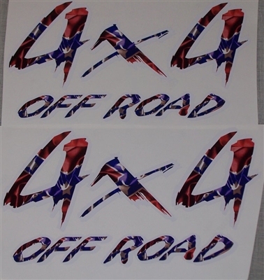 REBEL FLAG 4X4 Off Road 2 Truck bed Side or window Decals