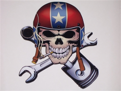 Piston Wrench Skull Cross Full color Graphic Window Decal Sticker