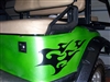 Green Golf Cart w/ Black Tribal Flames