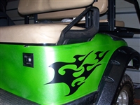 Green Golf Cart w/ Black Tribal Flames