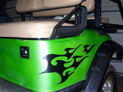 Green Golf Cart w/ Black Tribal Flames