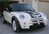White Mini Cooper w/ 10" Wide Total Rally Stripe Set
