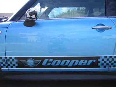 Blue Mini Cooper w/ Black Cooper Logo