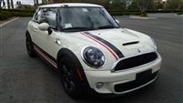 Blue Mini Cooper w/ Orange and Silver 2 color offset Bonnet Boot Rocker Stripe