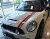 Silver Mini Cooper w/ Red and Dark Gray thin offset Stripes