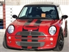Red Mini Cooper w/ Black 8" Rally Stripe Set