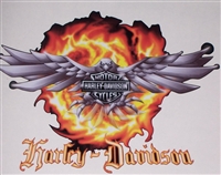 Harley Davidson Eagle Flames Decal