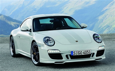 White Porsche w/ Light Gray 6" Rally Stripe Set