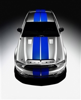 Silver Car w/ Vivid Blue 9" Rally Stripes