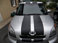 silver Kia w/ Black 10" Rally Stripes