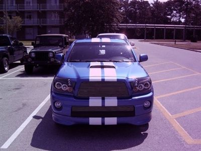 Blue Toyota Truck w/ White 8" Plain Rally Stripe