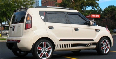 white Kia Soul w/ Black Faded Rocker Stripes