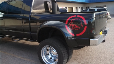 Black Truck w/ Silver Metal Mulisha Skull Circle 22X22 Decal