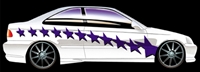 White Car w/ Purple Stars Side Graphics