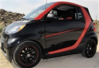 Black Smart Car w/ Red Door Accent Stripe