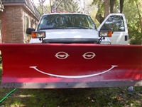 Red Snow Plow w/ Gold Smiley Face