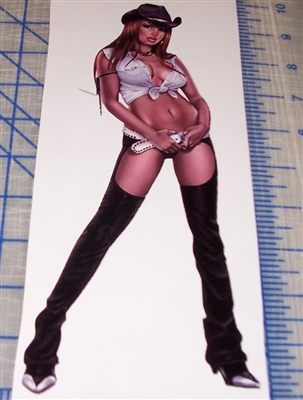 SEXY REDHEAD BUCKAROO COWGIRL PINUP GIRL Decal Sticker