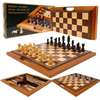 Deluxe Wooden 3-in-1 Chess