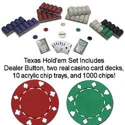 1000 Suited Design Poker Chip Set with Acrylic Chip Trays