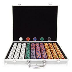 1000 Tri Color Ace King Suited Chips in Aluminum Case