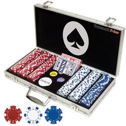 Maverick 300 Striped Dice Poker Chip Set  with Aluminum Case