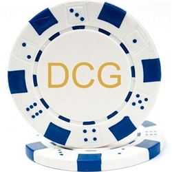 Custom Hot Stamped White Striped Dice Poker Chips