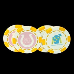 Yellow Six Stripe Direct Print Custom Poker Chips