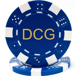 Custom Hot Stamped Blue Striped Dice Poker Chips