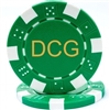 Custom Hot Stamped Green Striped Dice Poker Chips