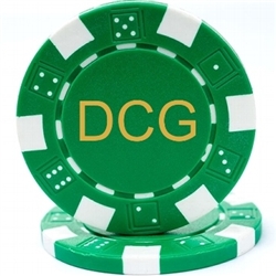 Custom Hot Stamped Green Striped Dice Poker Chips