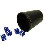 5 Blue 16mm Dice with Synthetic Leather Cup